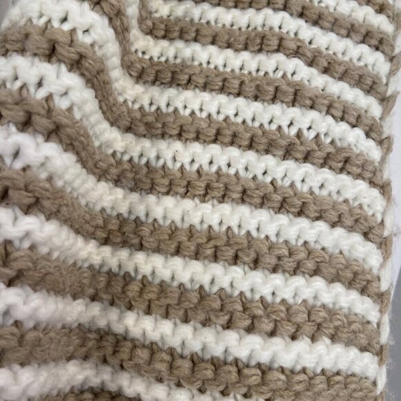 Calvin Klein Striped Knit Infinity Scarf tube Beige & ecru White 100% Acrylic - Picture 4 of 11